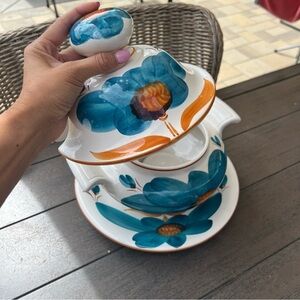 VINTAGE Hand painted ALCOBACA soup tureen with ladle|Made in Portugal